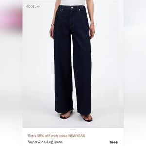Like New Madewell Superwide Leg Jeans In Essex Rinse Wash